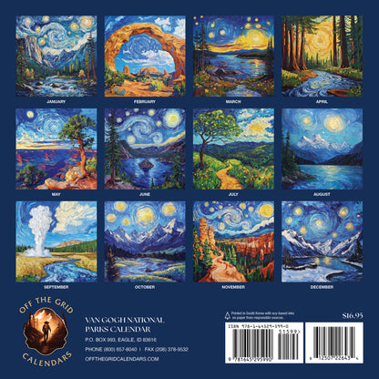 2026 Van Gogh National Parks Calendar (12x12)