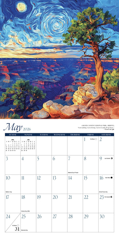 2026 Van Gogh National Parks Calendar (12x12)